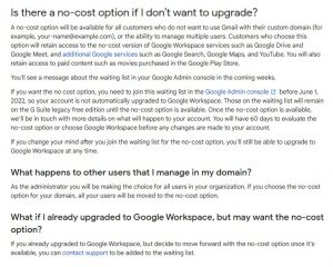 google workspace no cost option